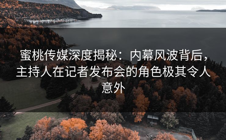 蜜桃传媒深度揭秘：内幕风波背后，主持人在记者发布会的角色极其令人意外